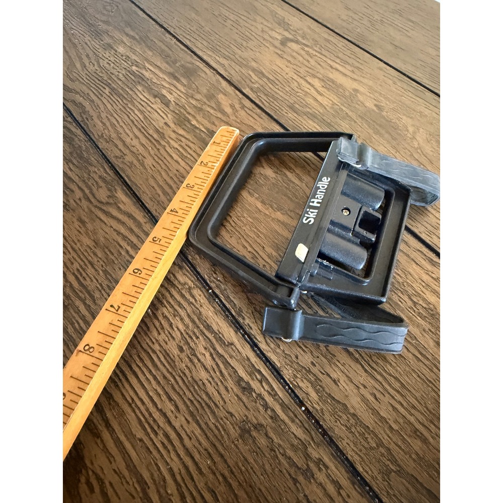 Vintage Ski Handle Carrier Tool Black Plastic Rubber Straps Portable Gear Grip - Picture 14 of 14